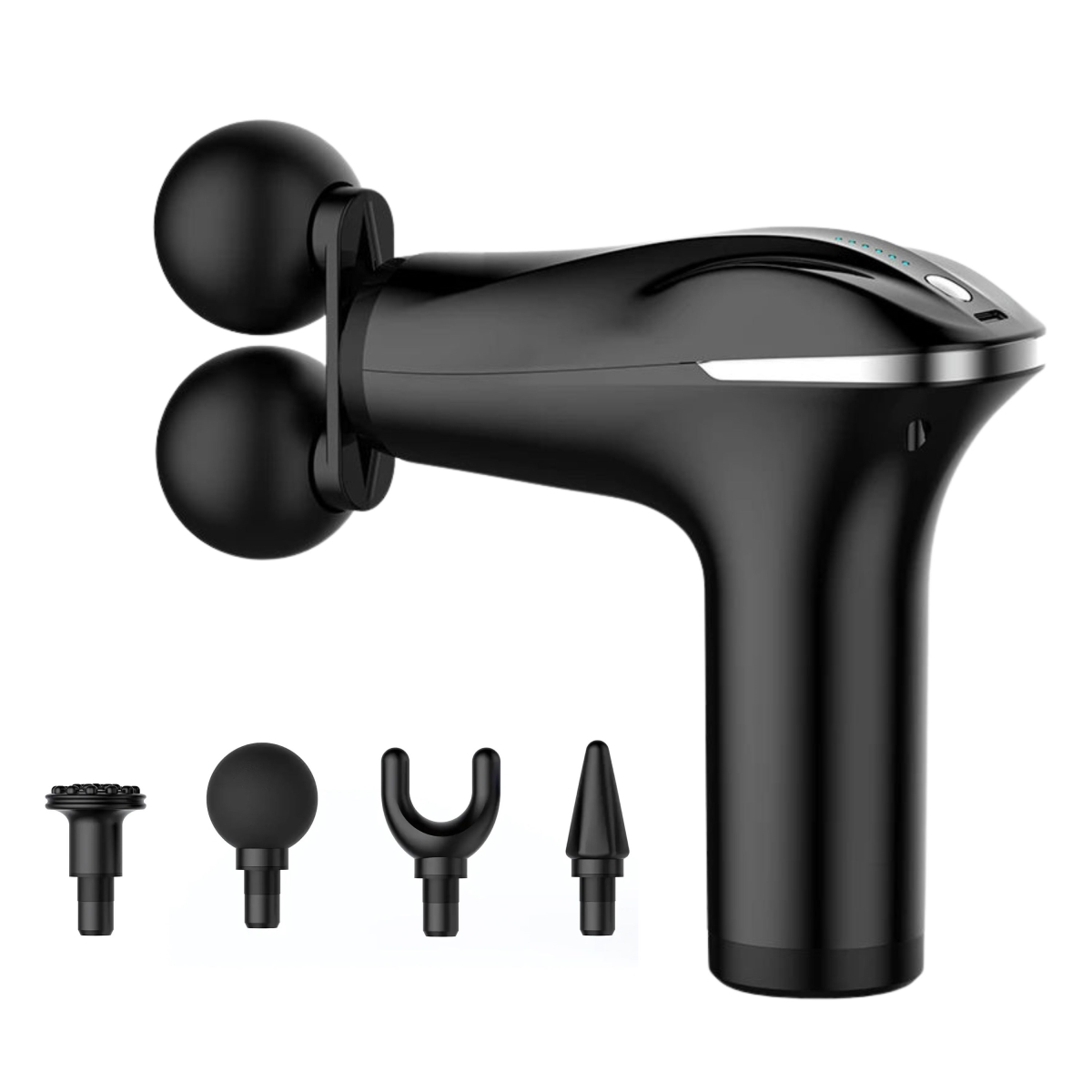KNR-E-1033-BLK Dual Head Massage Gun Handheld Deep Tissue Professional Massager - Black