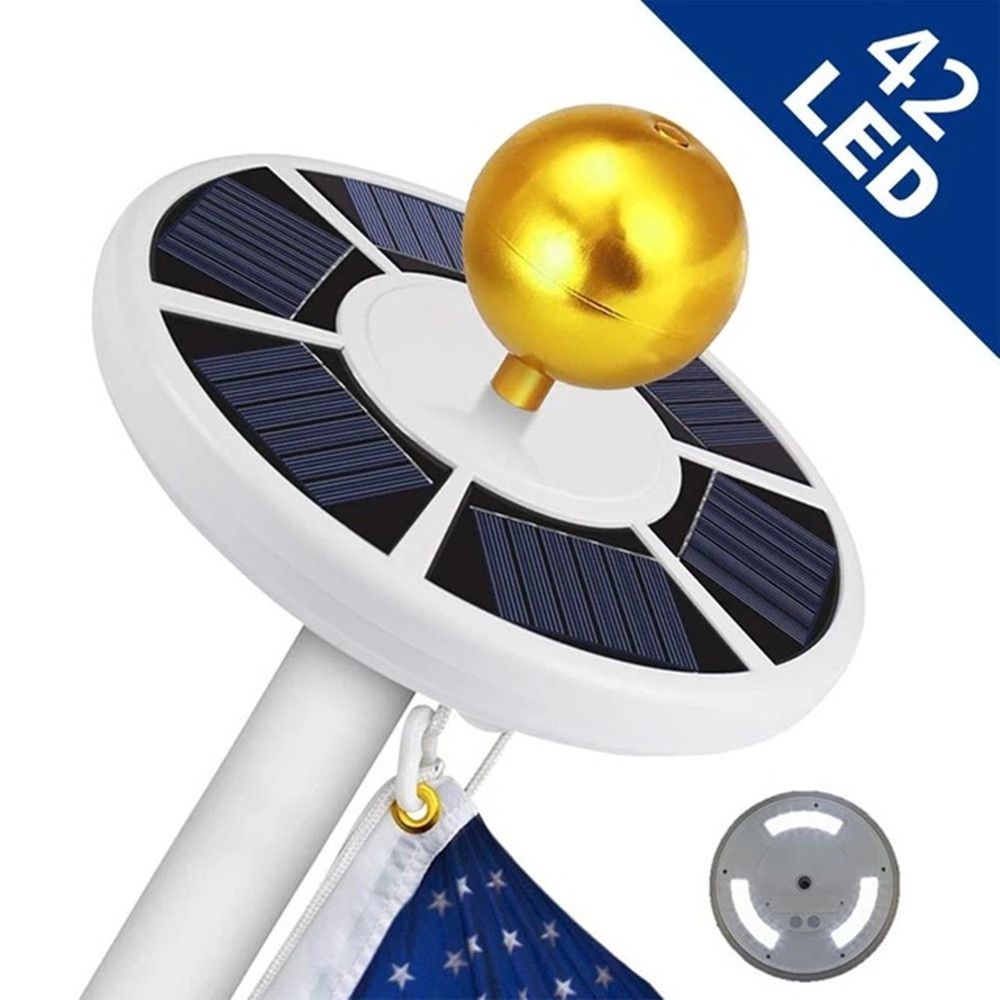 D0102H2L09A 42 LED Solar Flagpole Light Garden Umbrella Light Outdoor Waterproof Landscape Street Flag Pole Lamp with Hook for Tent Camping