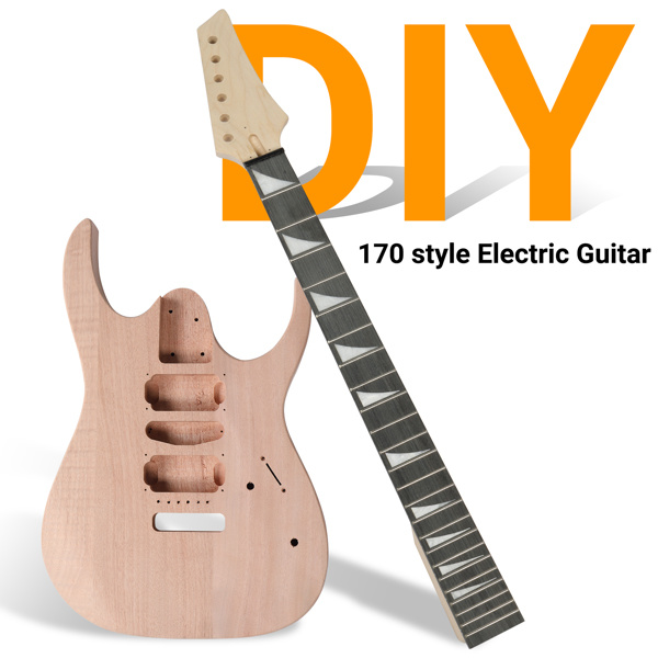 D0102HQMNHG DIY 6 String 170 Style Electric Guitar Kits with Mahogany Body, Maple Neck & Accessories