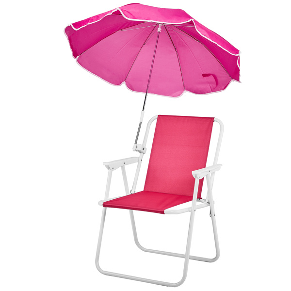 D0102X3G8CA Folding Beach Chair with Umbrella for Adults, Lightweight Portable Camping Chair with 265 lbs Capacity - Pink