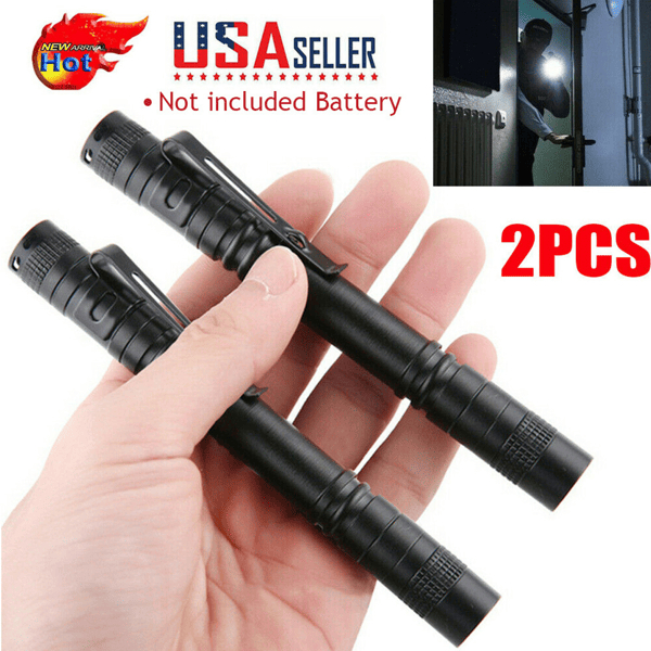 D0102X3KRKW Portable Mini LED Camping Hiking Handheld Flashlight Pen Work Light - 2 Piece