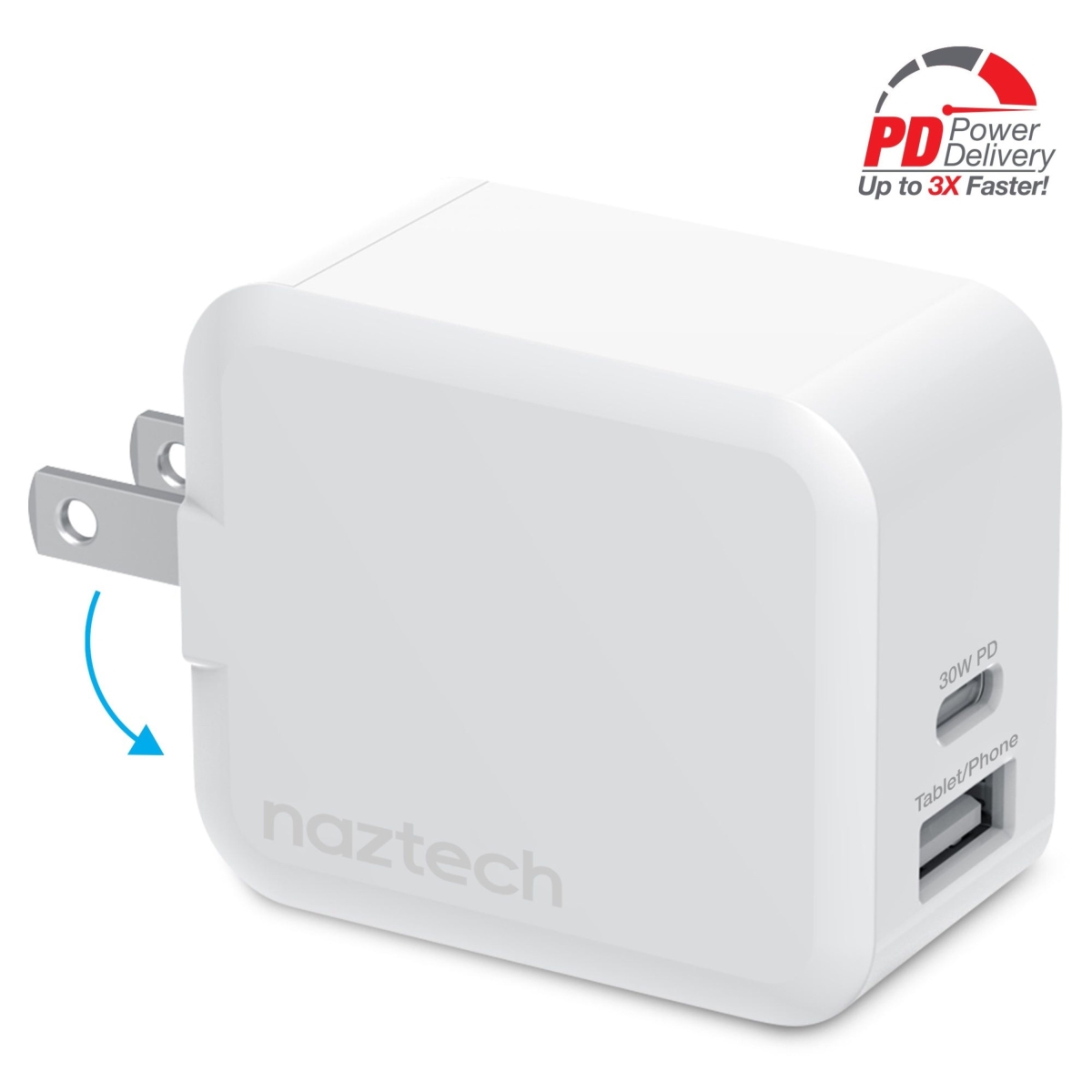 NZT-15387-HYP 30W USB-C PD Dual Output Fast Wall Charger - White
