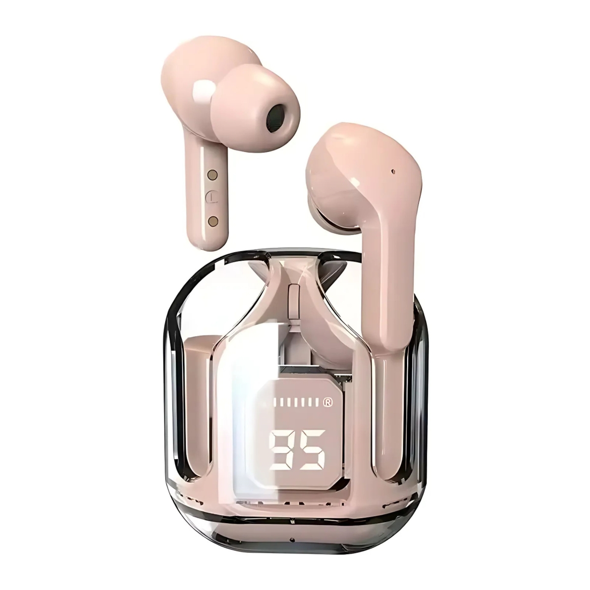 KNR-E-1045-PNK T2 Crystal TWS Earbuds Portable Wireless Bluetooth Headphones Dual Stereo Sport Gaming NFC Waterproof Long Standby - Pink