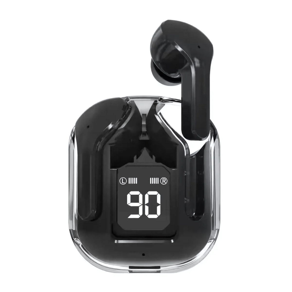 KNR-E-1045-BLK T2 Crystal TWS Earbuds Portable Wireless Bluetooth Headphones Dual Stereo Sport Gaming NFC Waterproof Long Standby - Black