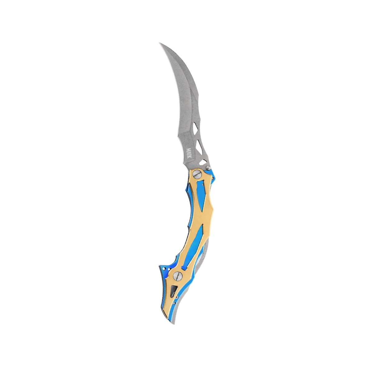 MVK-101-8A Wou Unique Folding Knife - Blue, Gold - Silver
