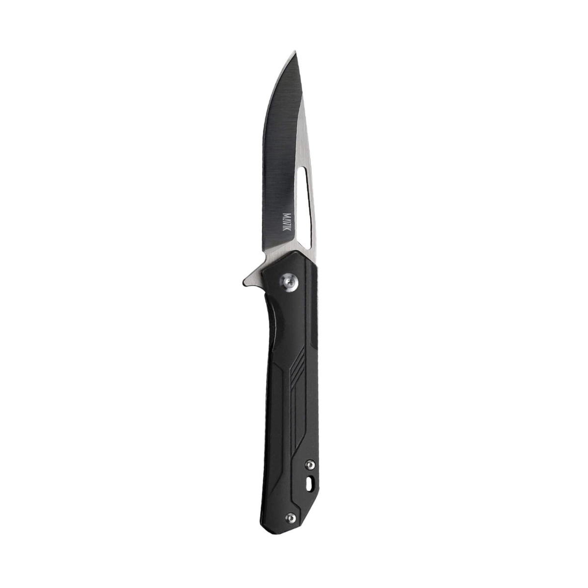 MVK-AX-305 Solem Unique Drop Point Blade Folding Knife - Silver