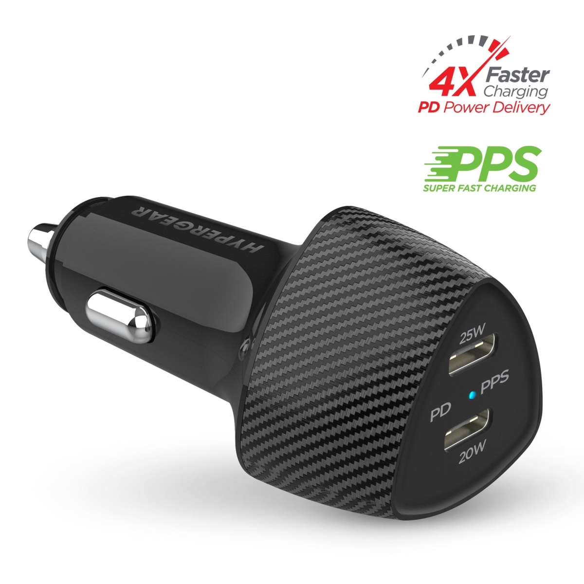 HPG-15620-HYP Speed Boost 45W PD Dual Output Car Charger - Black