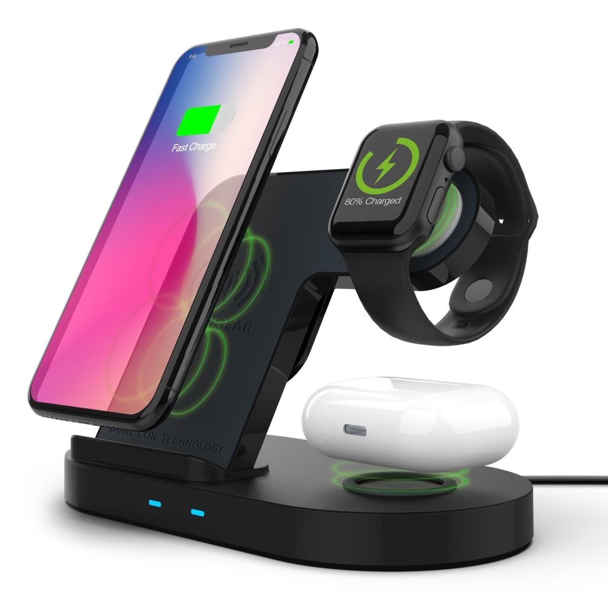 HPG-15328-HYP 3-in-1 Wireless Charging Dock - Black