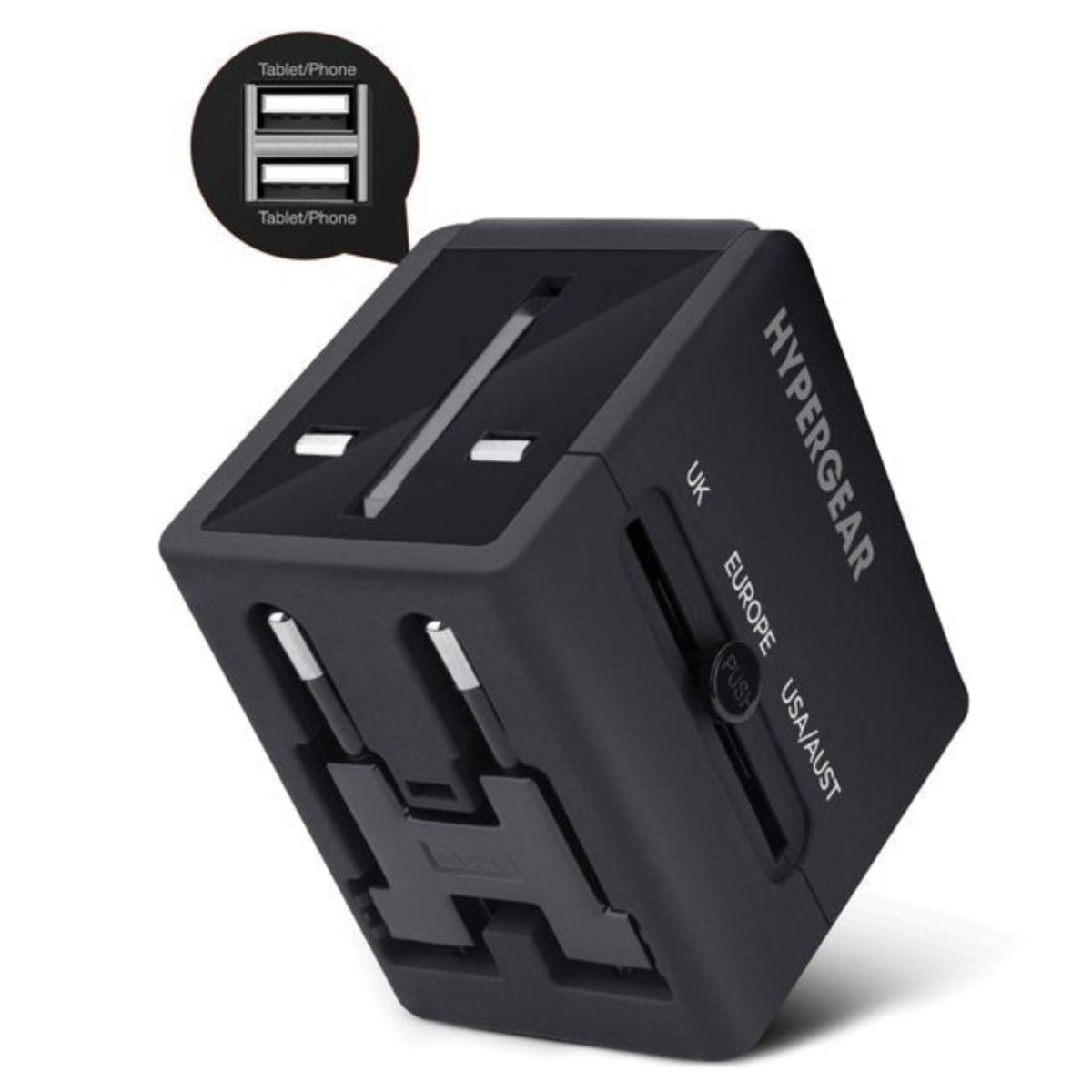 HPG-14298-HYP All-in-one World Travel Adapter - Black