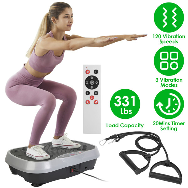 D0102XU7GUA Vibration Exercise Machine with Resistant Bands Remote Control Whole Body Vibration Platform Workout Equipment