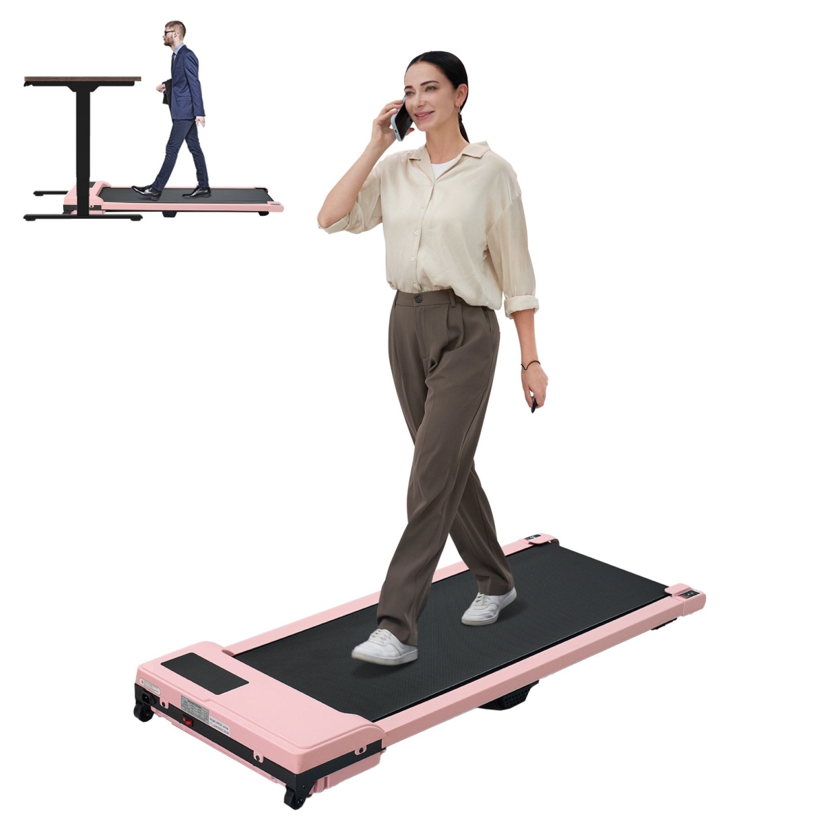 D0102XFBEBJ Walking Pad with Quiet 2.0 HP Brushless Motor, Pink