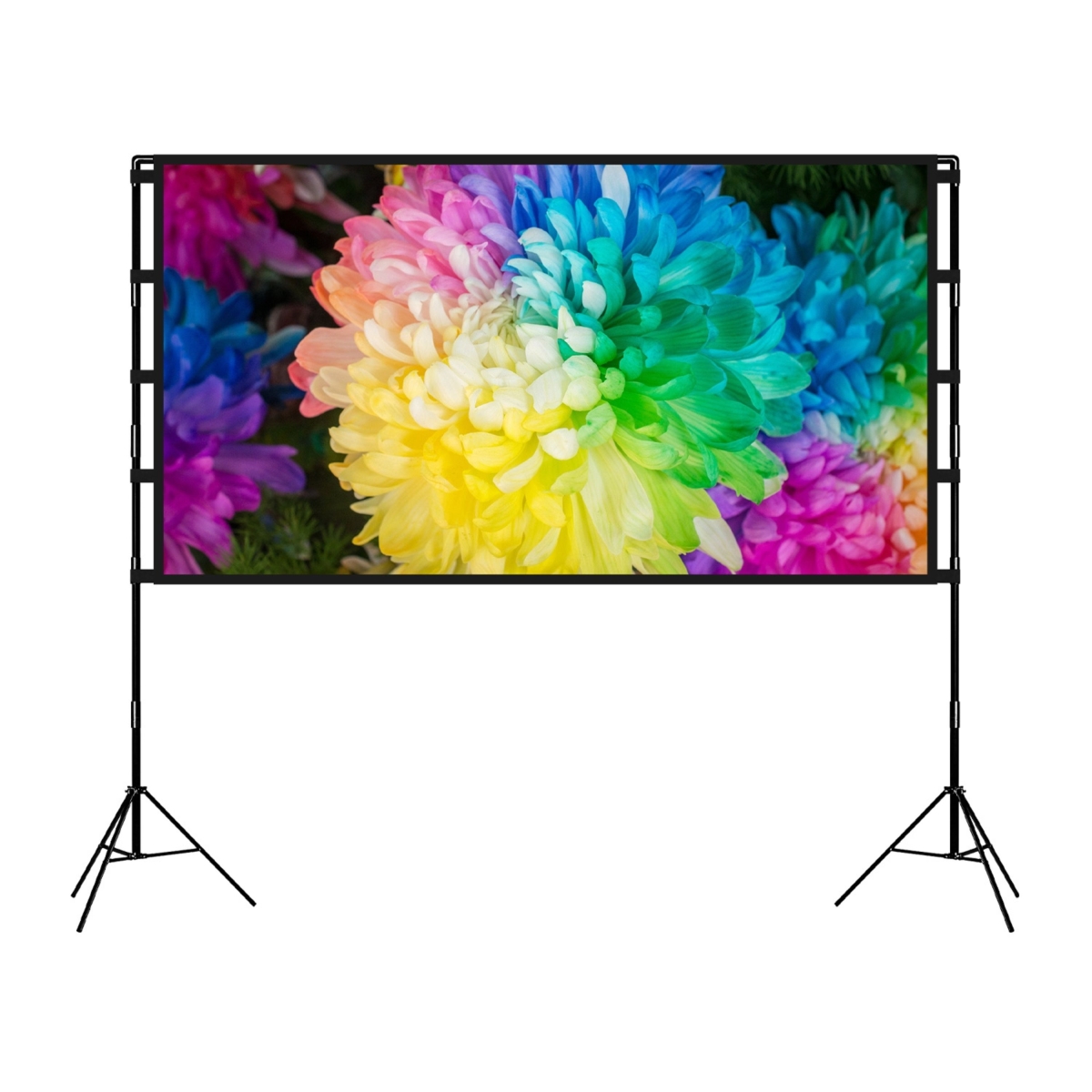 FFF-100IN-GPCT5477 100 in. Projector Screen with Stand 16-9 4K HD Rear Front Wrinkle-Free Portable & Foldable Movie Screen - Black