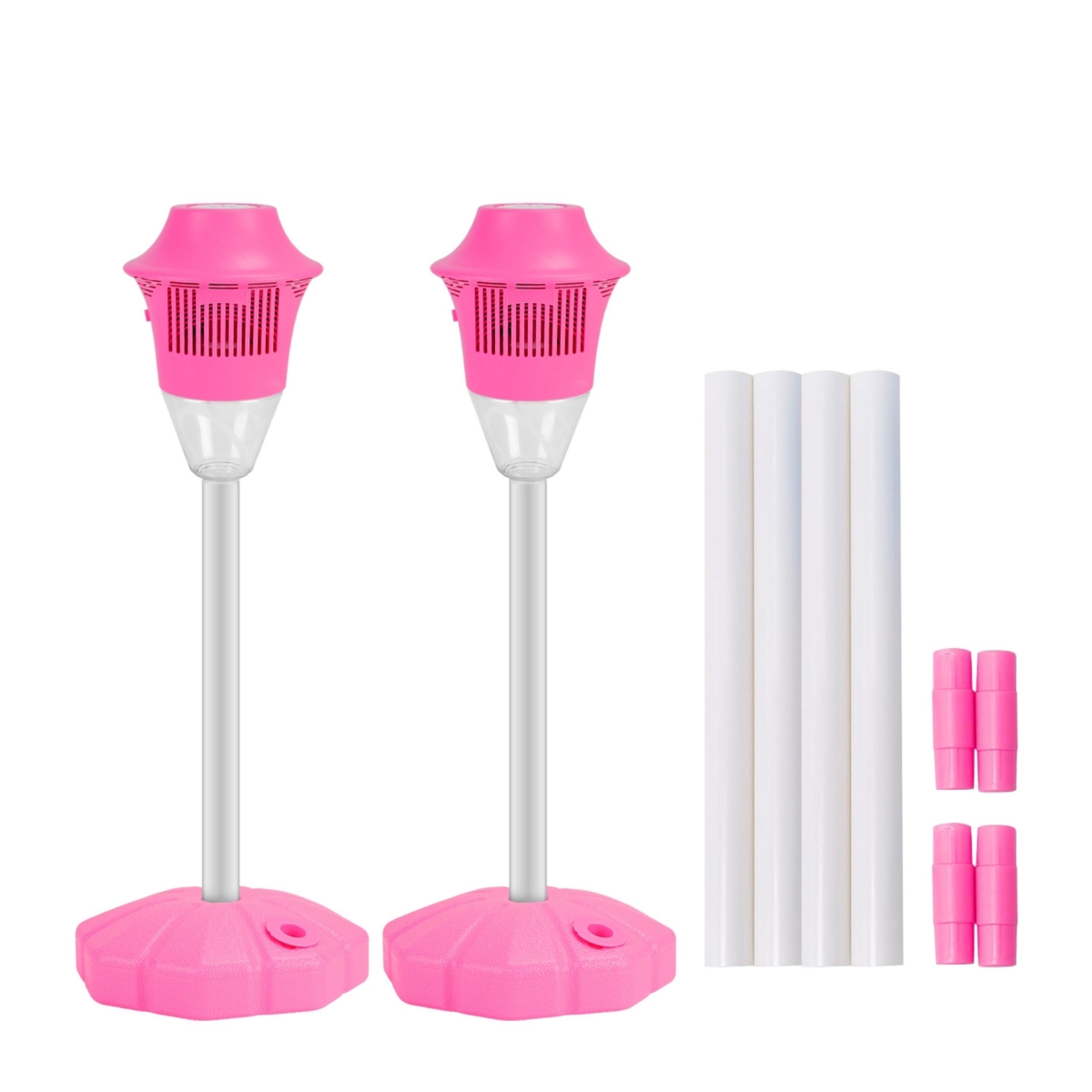 3-in-1 Standing Bubble Machines with Colorful Lights & Music Rechargeable Bubble Maker Stands with 2 Modes 3 Adjustable Height, Pink - Pack of 2