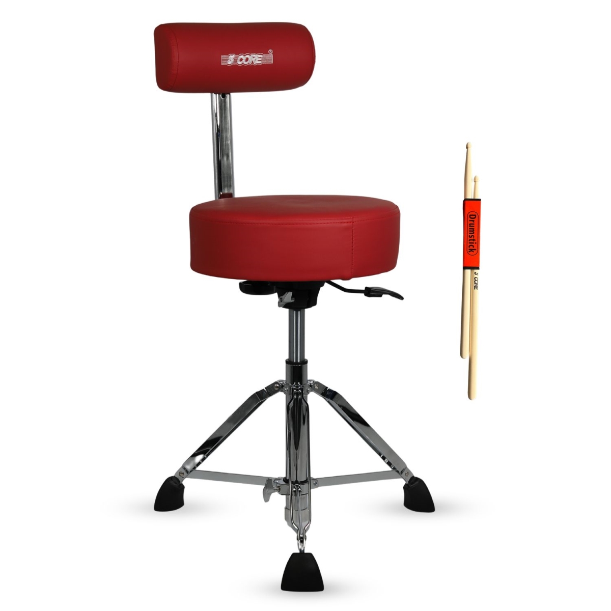 D01027RYSZ8 4 in. Drum Throne with Backrest - Padded Stool Airlift Adjustable 25.5 in. Drummer Chair with 441 lbs Capacity - Red