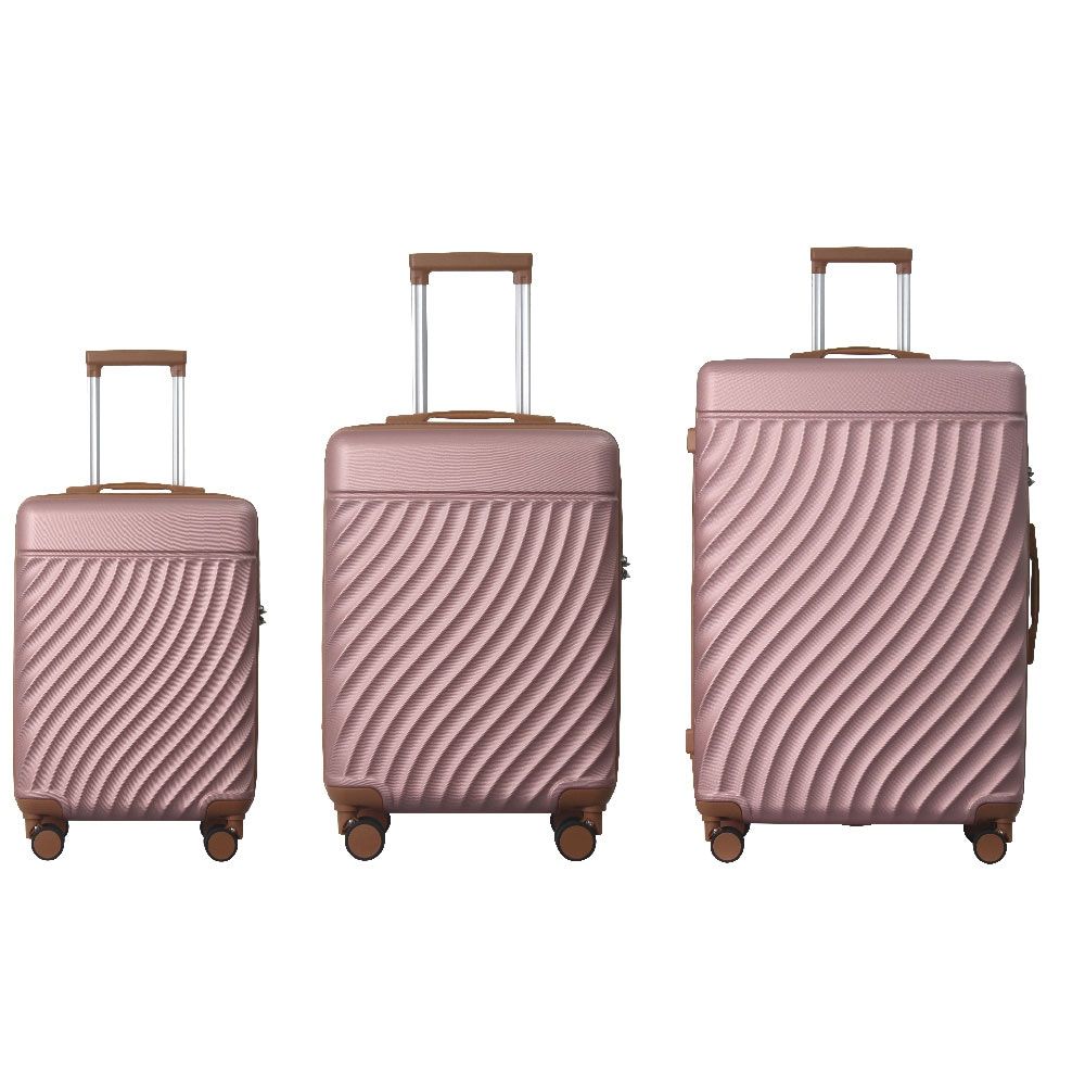 Luggage Sets with 20 in., 24 in. & 28 in. ABS Hard-shell Luggage, Lightweight Durable Spinner Wheels Suitcase, Rose Gold - 3 Piece