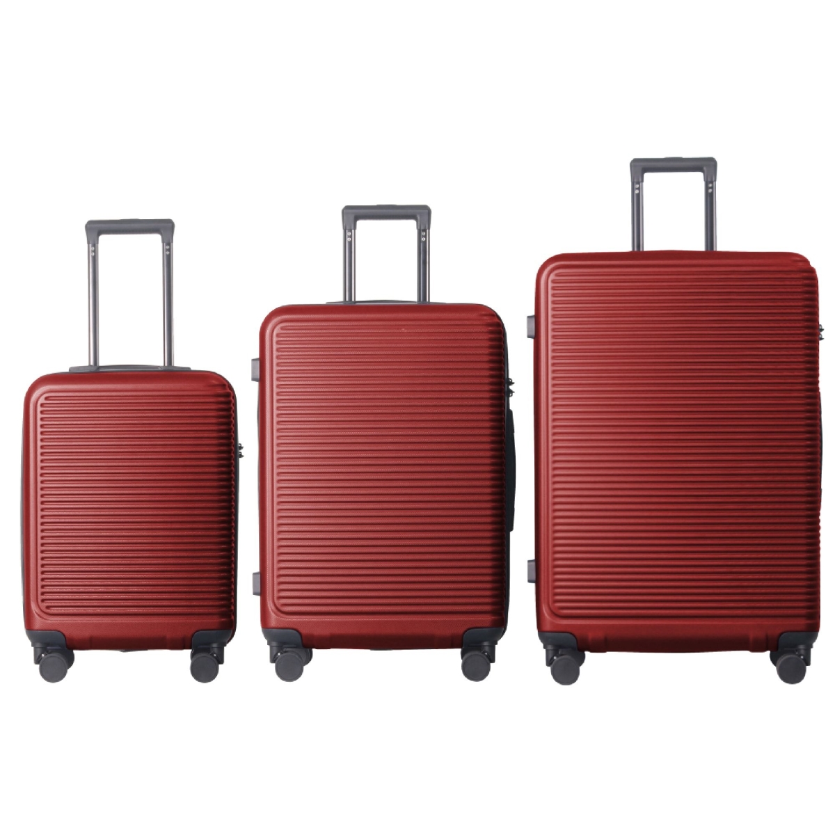 Luggage Sets with 20 in., 24 in. & 28 in. ABS Hard-shell Luggage, Lightweight Durable Spinner Wheels Suitcase, Wine Red - 3 Piece