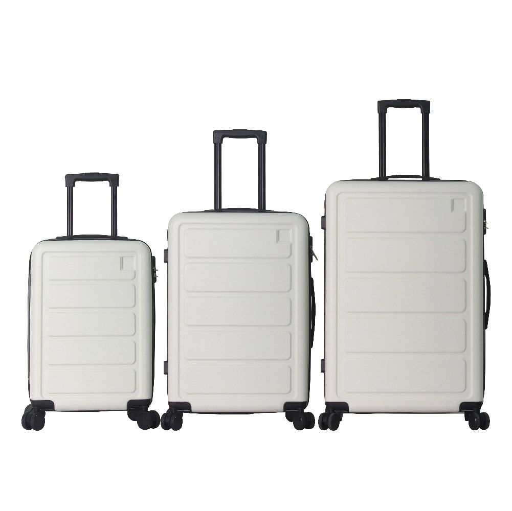 Luggage Sets with 20 in., 24 in. & 28 in. ABS Hard-shell Luggage, Lightweight Durable Spinner Wheels Suitcase, White - 3 Piece