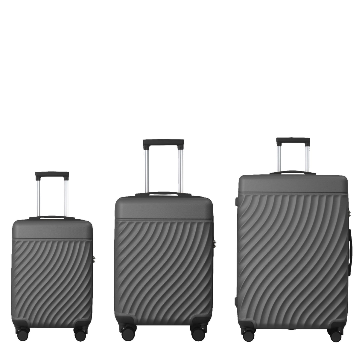 Luggage Sets with 20 in., 24 in. & 28 in. ABS Hard-shell Luggage, Lightweight Durable Spinner Wheels Suitcase, Gray Ash - 3 Piece