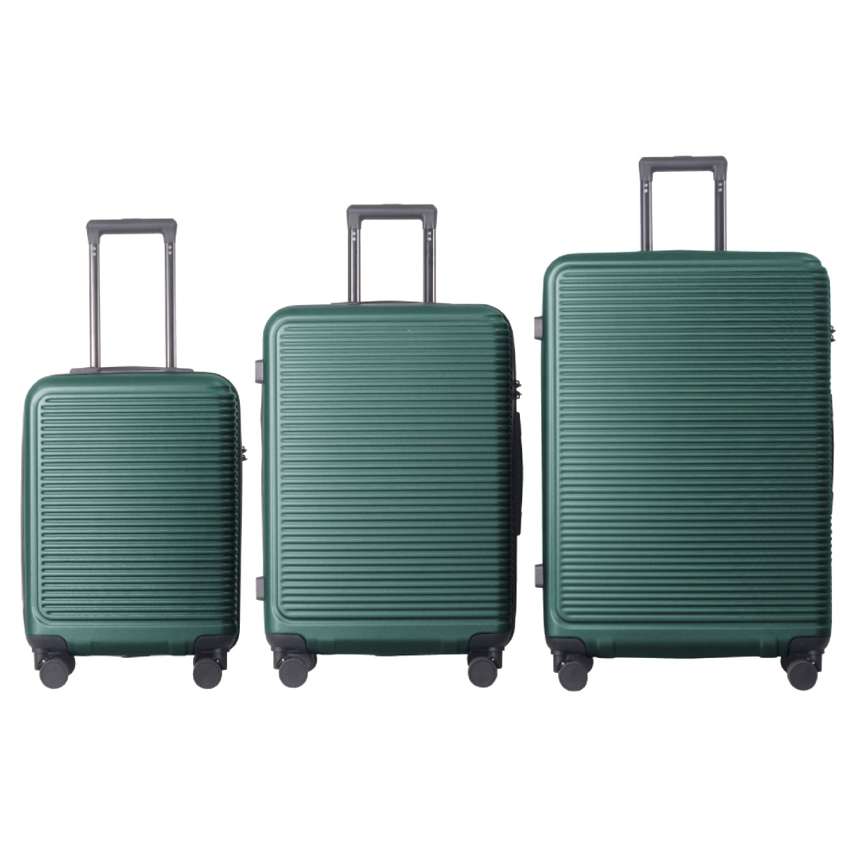 Luggage Sets with 20 in., 24 in. & 28 in. ABS Hard-shell Luggage, Lightweight Durable Spinner Wheels Suitcase, Dark Green - 3 Piece