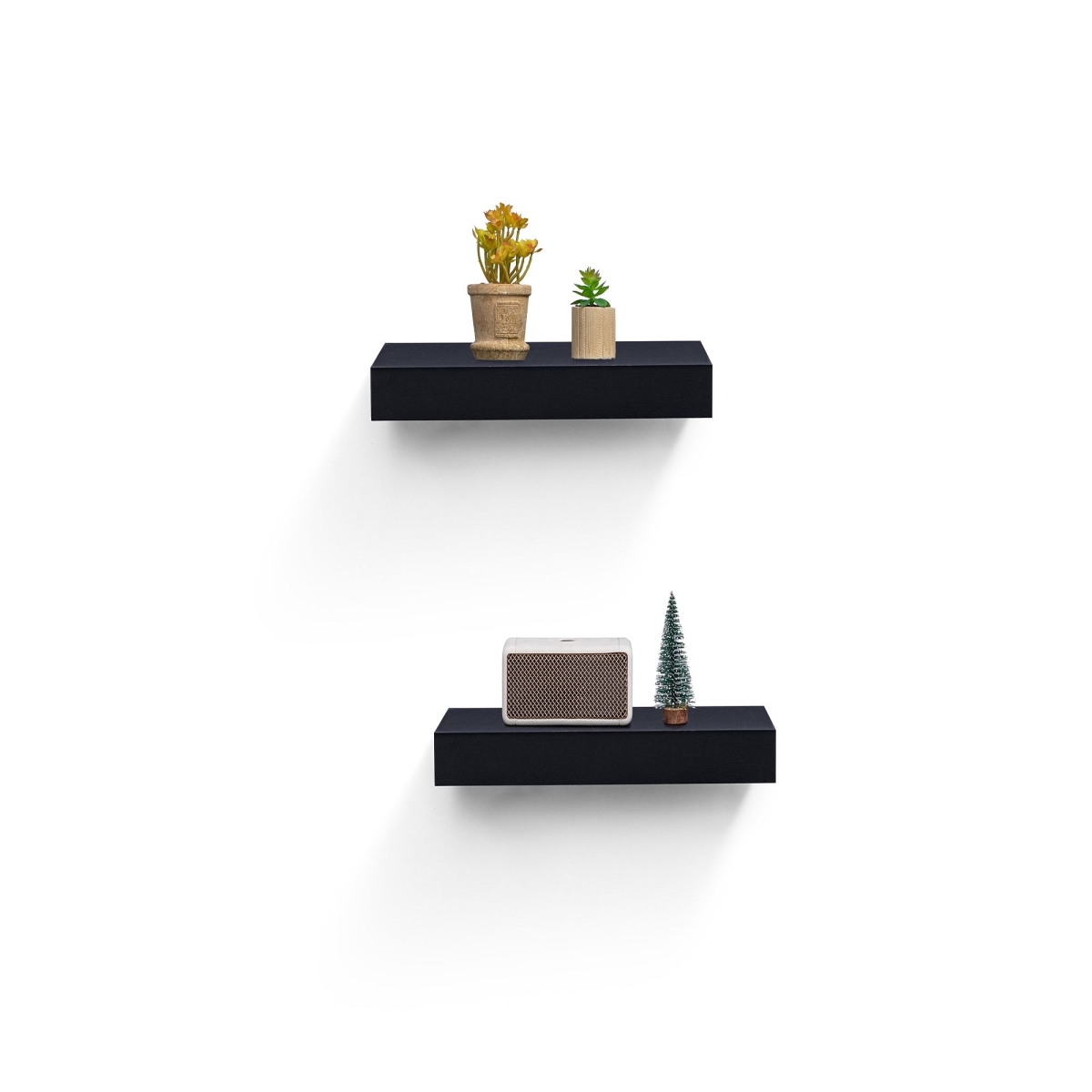 D01027REAVJ 14.96 in. Floating Wall Mounted Wood Shelves FOR Books, Storage Decor with Invisible Brackets, Black