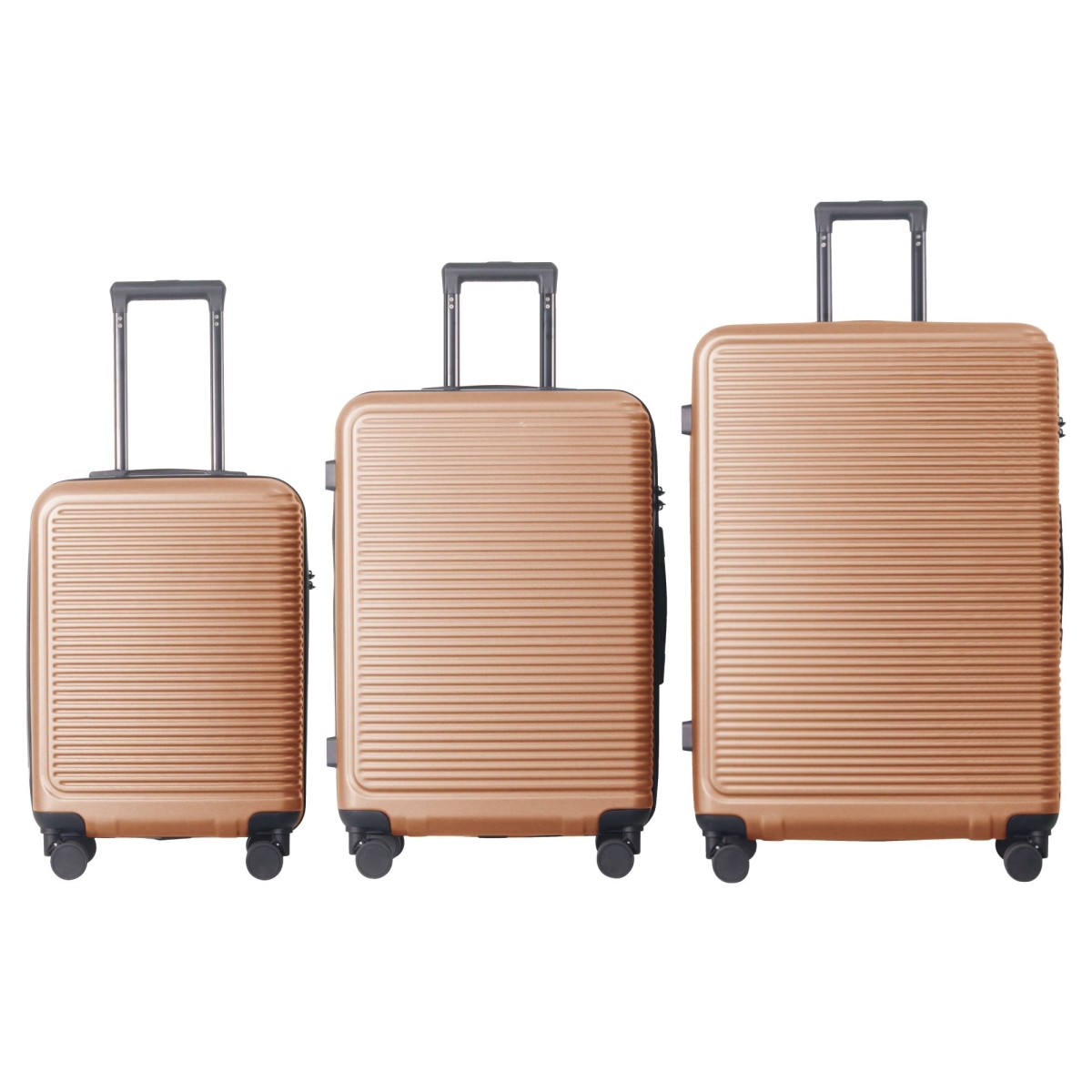 Luggage Sets with 20 in., 24 in. & 28 in. ABS Hard-shell Luggage, Lightweight Durable Spinner Wheels Suitcase, Brown - 3 Piece