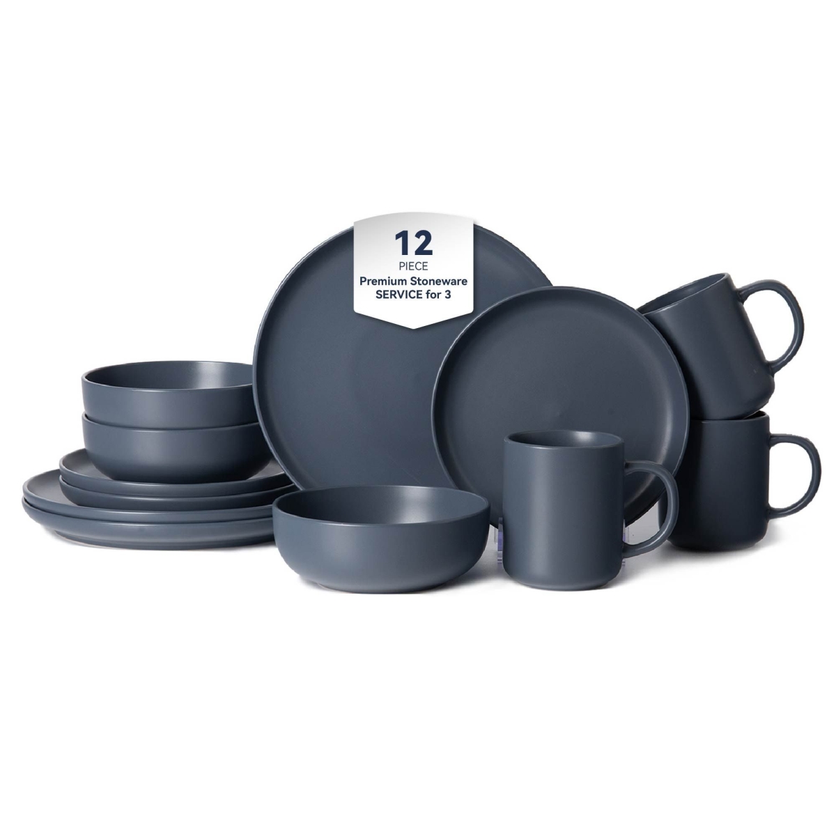 D01027XTDI8 12 Piece Sto are Dinnerware Sets with Mugs for 3 - Blue