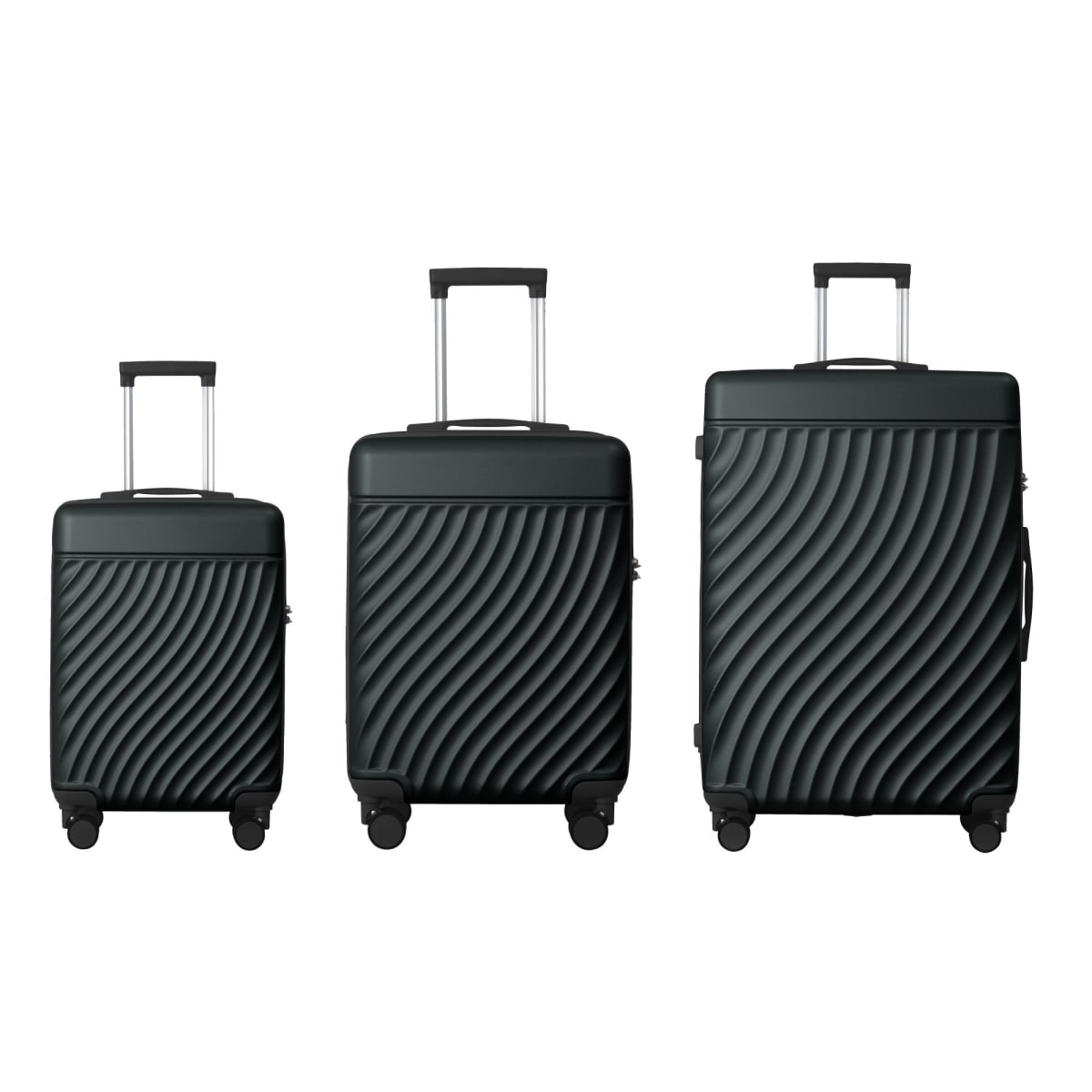 D01027HM2KP Luggage Sets with ABS Hard-shell Luggage, Lightweight Durable Spinner Wheels Suitcase, Dark Green - 3 Piece