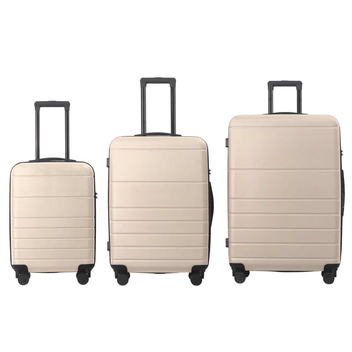 Luggage Sets with 20 in., 24 in. & 28 in. ABS Hard-shell Luggage, Lightweight Durable Spinner Wheels Suitcase, Beige - 3 Piece