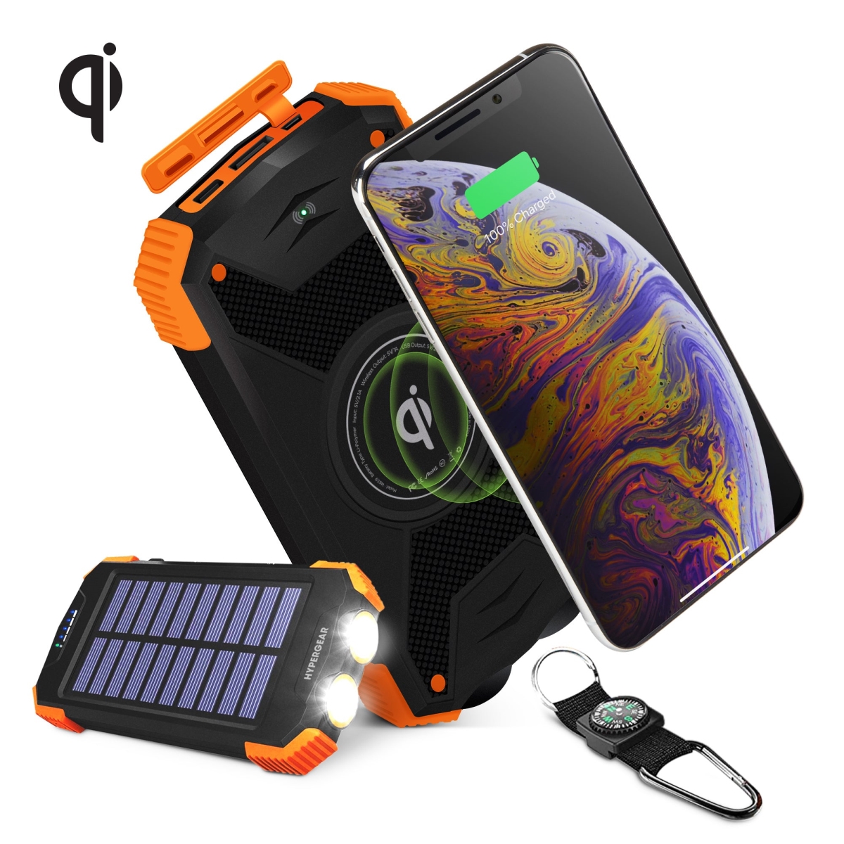 HPG-14659-HYP Solar 10000mAh Wireless Power Bank, Black