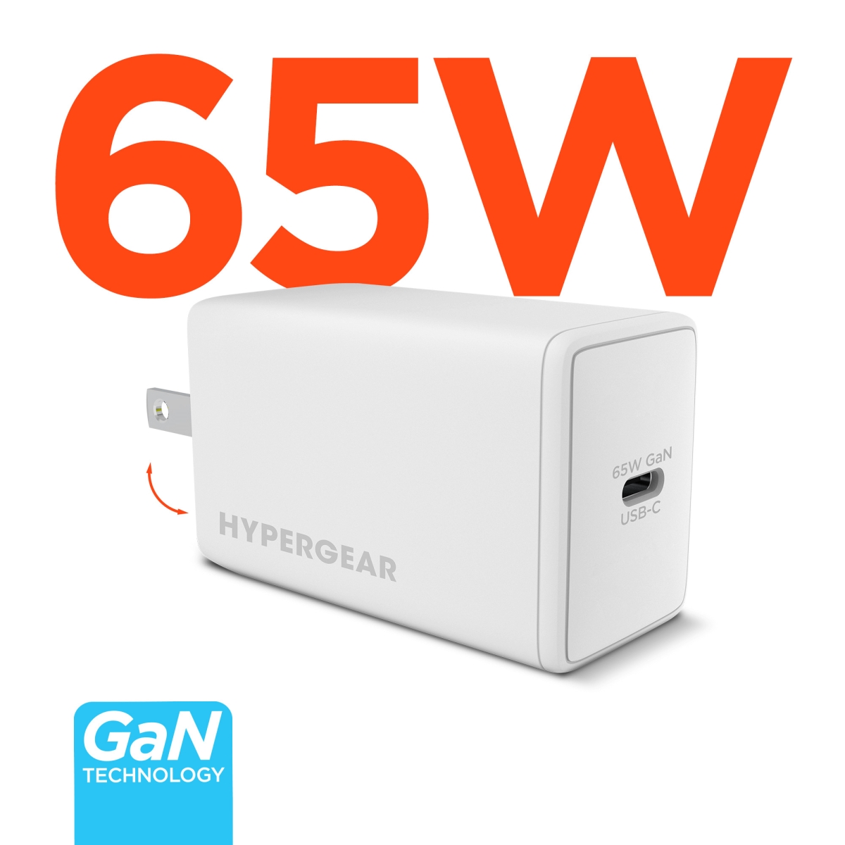 HPG-15876-HYP Speed Boost 65W USB-C PD PPS GaN Laptop Charger - White