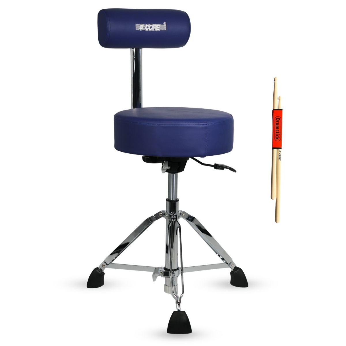 D01027RYS82 4 in. Drum Throne with Backrest - Padded Stool Airlift Adjustable 25.5 in. Drummer Chair with 441 lbs Capacity - Blue