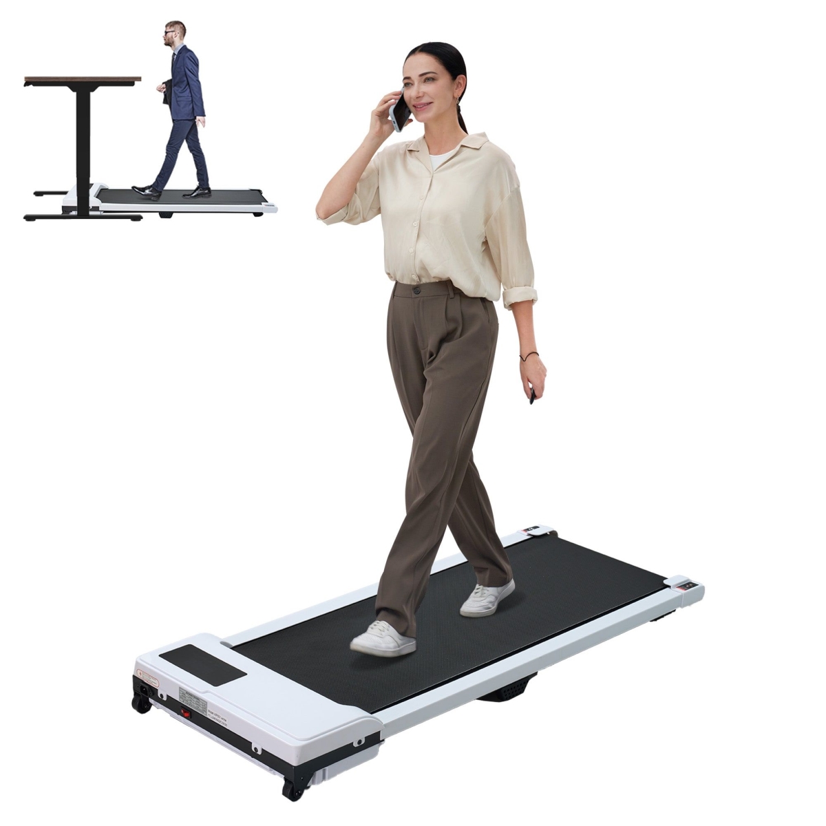 D0102XFBESX Walking Pad with Quiet 2.0 HP Brushless Motor, White
