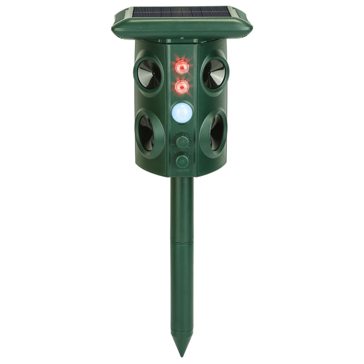 Solar Ultrasonic Animal Repeller Solar Powered Animal Repellent Chaser with PIR Motion Sensor IP54 Waterproof Sound Flashing Light - Dark Green