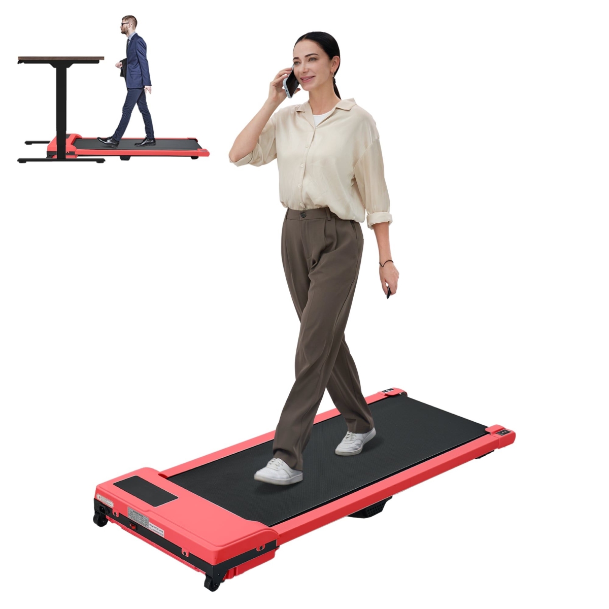 D0102XF1TGJ Walking Pad with Quiet 2.0 HP Brushless Motor, Red