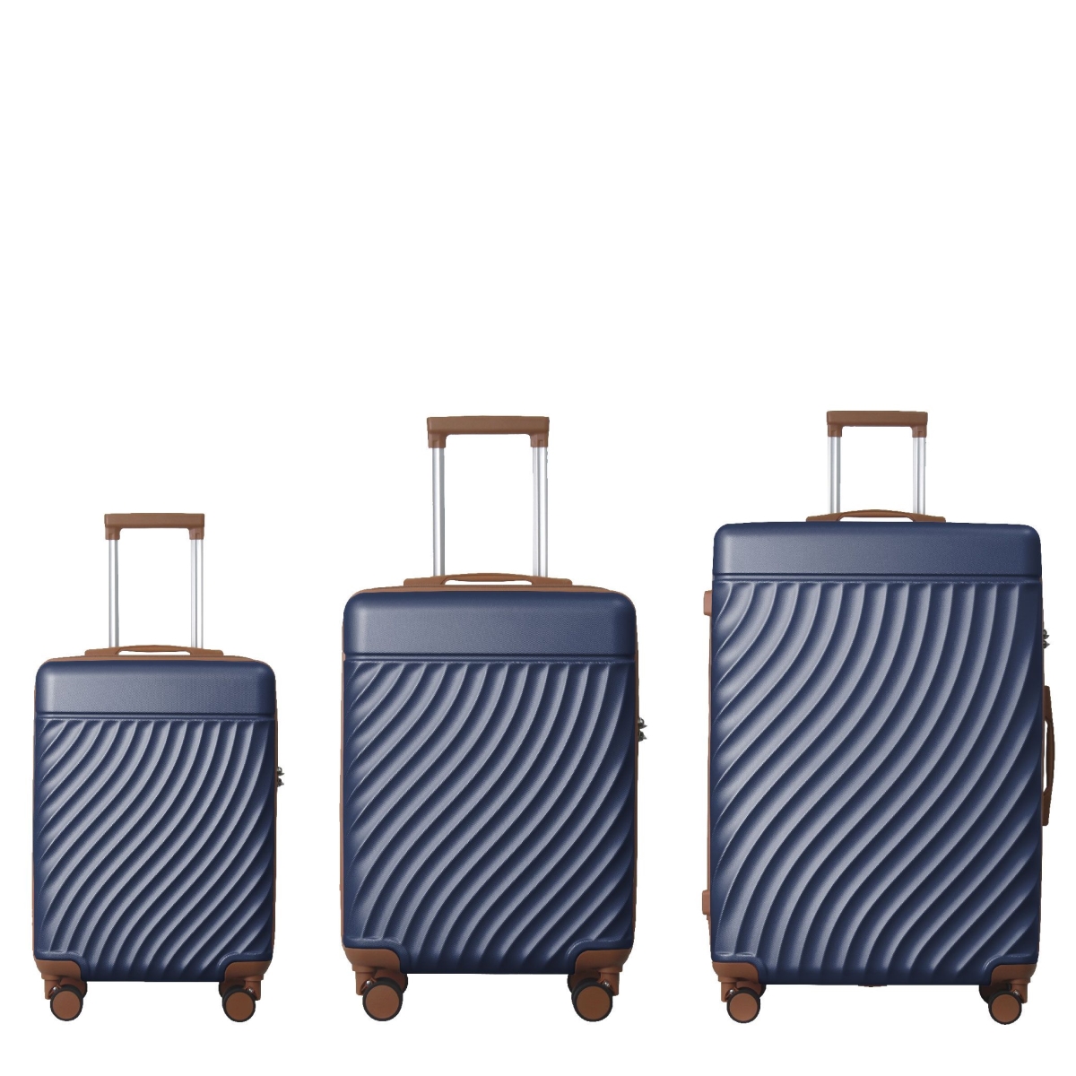 Luggage Sets with 20 in., 24 in. & 28 in. ABS Hard-shell Luggage, Lightweight Durable Spinner Wheels Suitcase, Navy Blue - 3 Piece