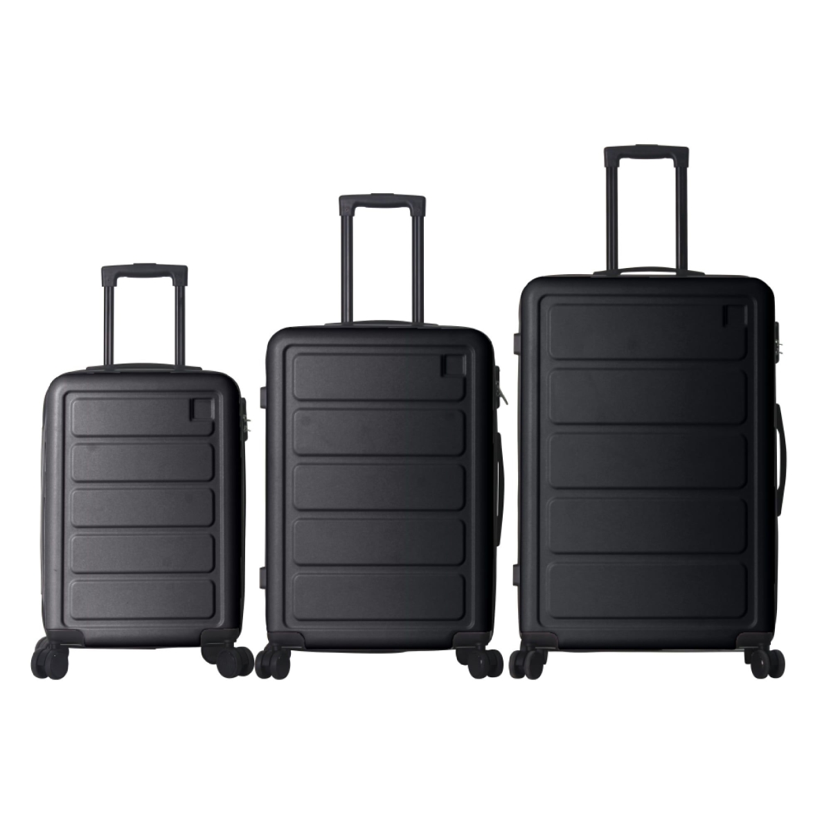 Luggage Sets with 20 in., 24 in. & 28 in. ABS Hard-shell Luggage, Lightweight Durable Spinner Wheels Suitcase, Black - 3 Piece