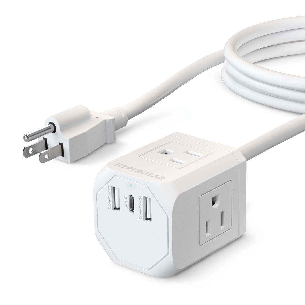 HPG-15706-HYP Cube Multi-Port Power Strip Extension Cord - White