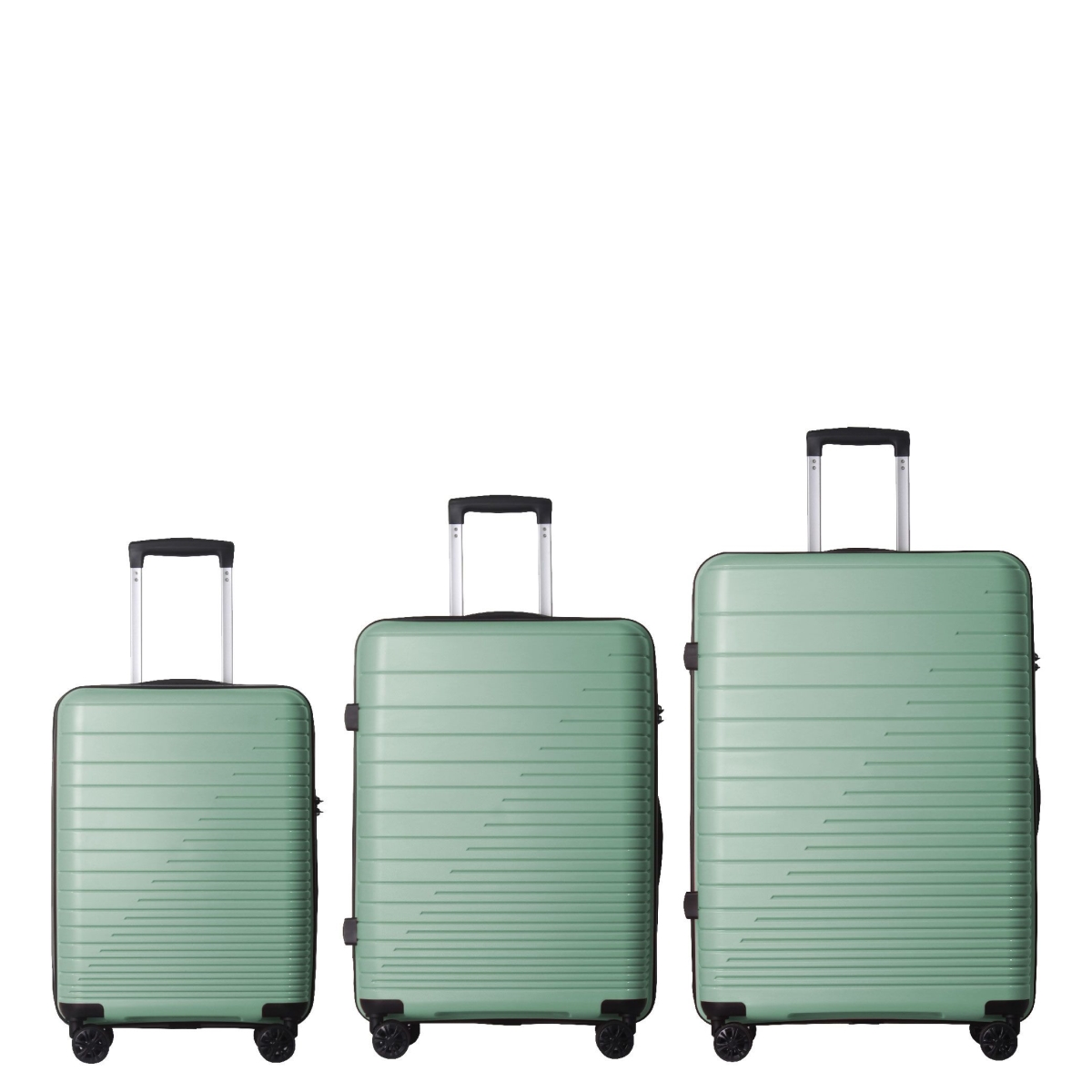 D0102XF0JUV 3 Piece Luggage Set with PP Hard-shell Carry on Suitcase with Spinner Wheels & TSA Lock, Lightweight Suitcase - Dark Green