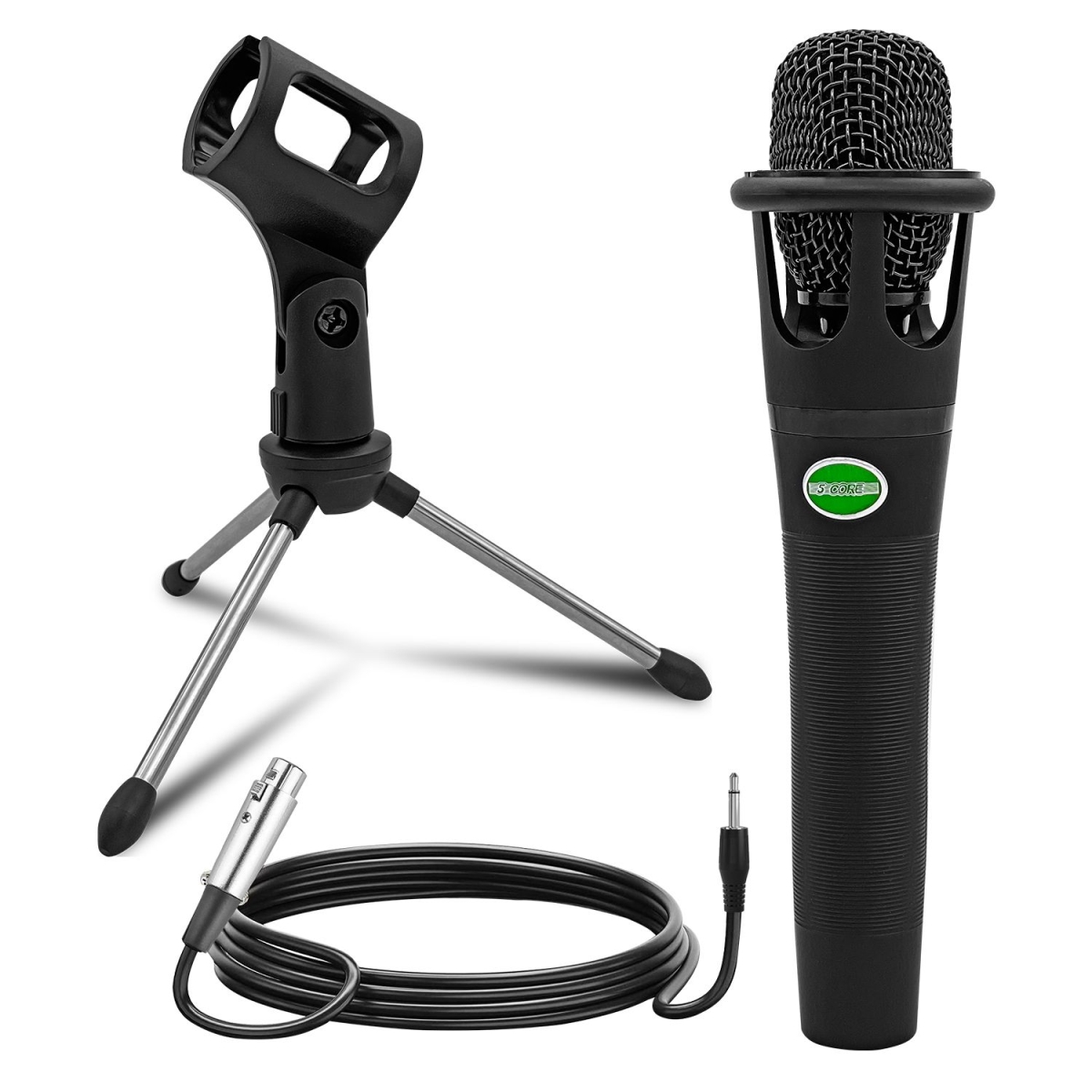 D0102HX6B1J XLR Dynamic Metal Mic Audio, Ideal for Singing, Captures Source Sound, Sturdy & Durable, Includes XLR Cable - Black