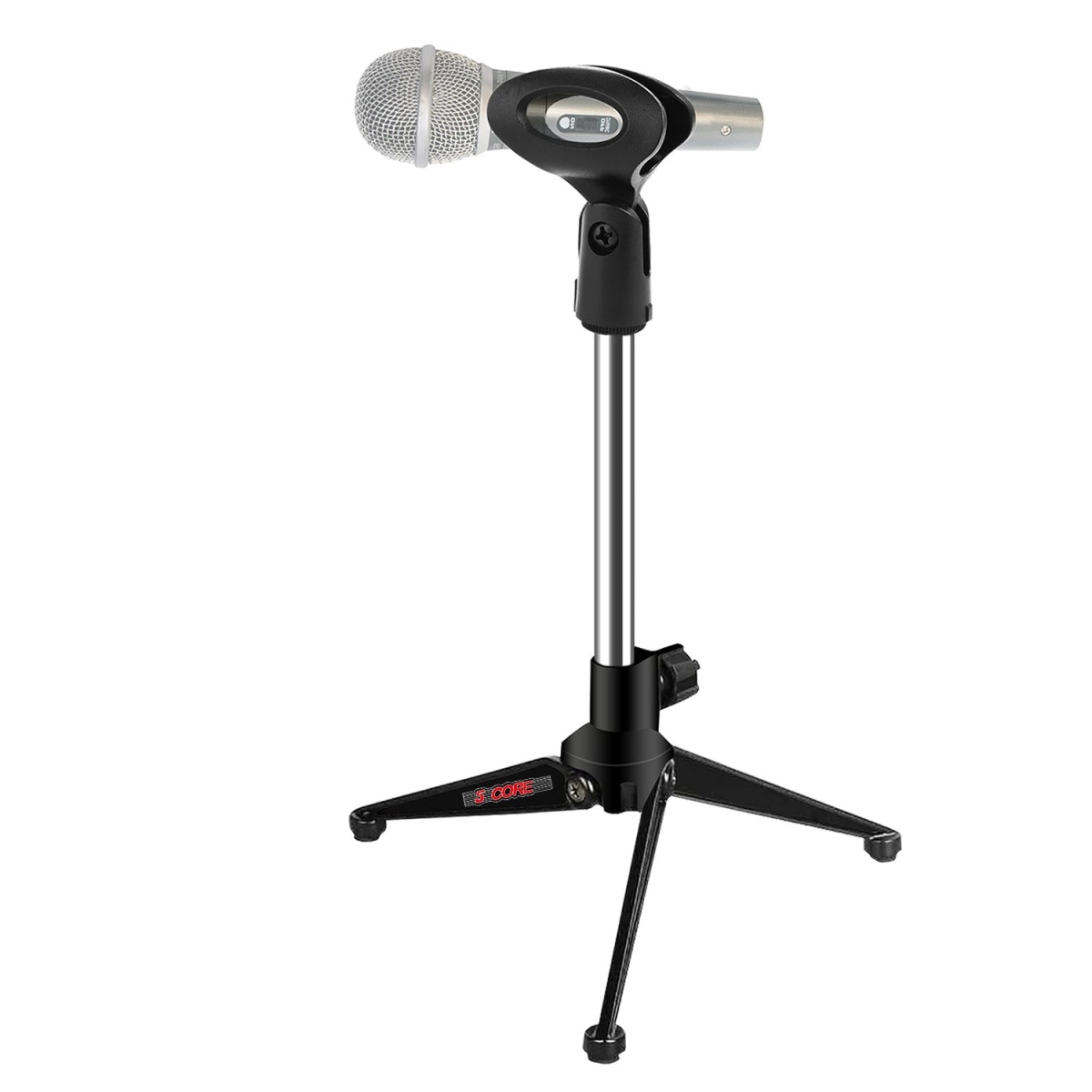 D0102HX6CBJ Desktop Mic Stand Tripod Universal Desk Microphone Holder Table Top Stands  Black