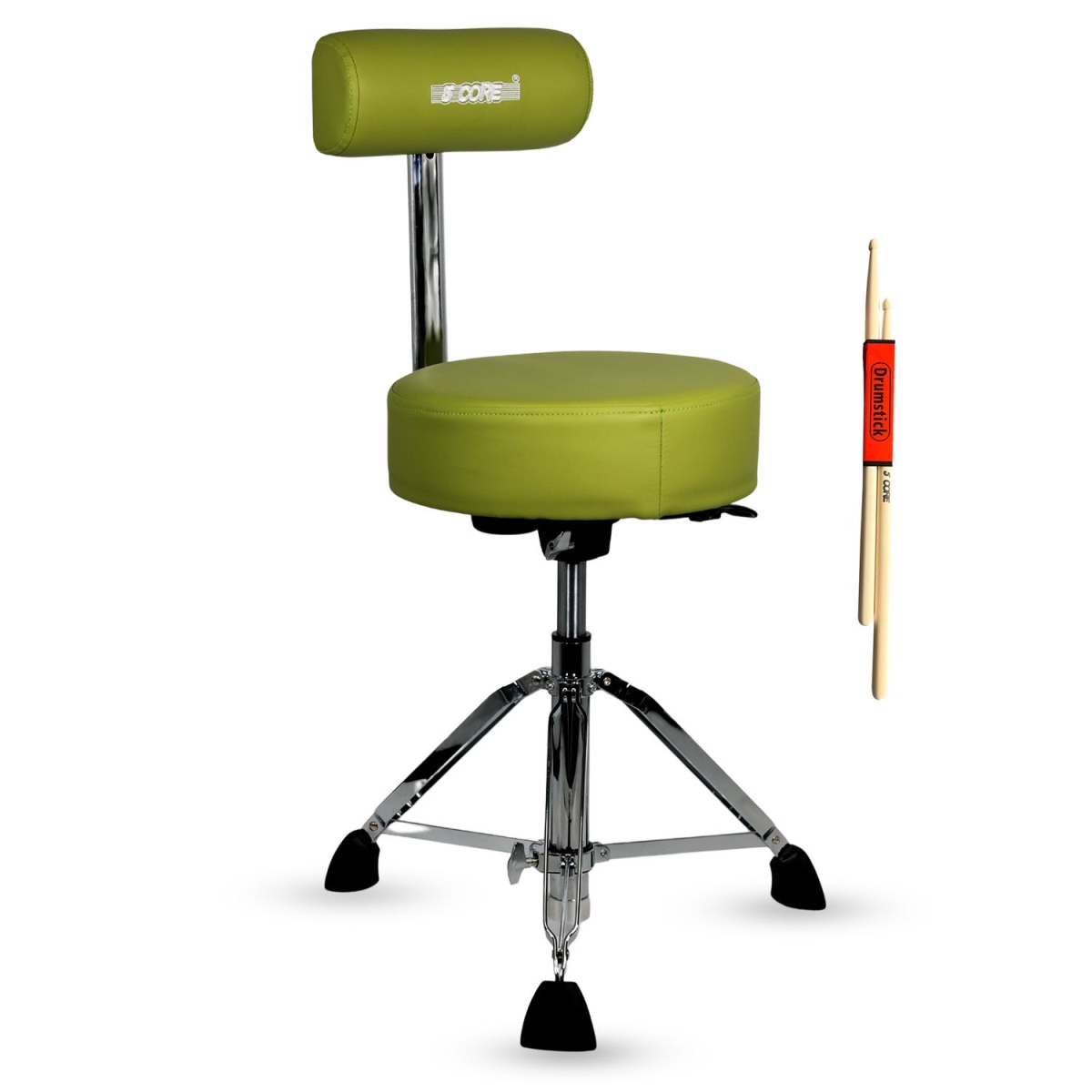 D01027RYS8T 4 in. Drum Throne with Backrest - Padded Stool Airlift Adjustable 25.5 in. Drummer Chair with 441 lbs Capacity - Green