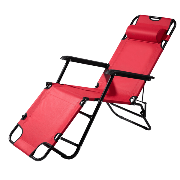 D01027RNPK8 Portable Dual Purposes Extendable Folding Reclining Chair - Red