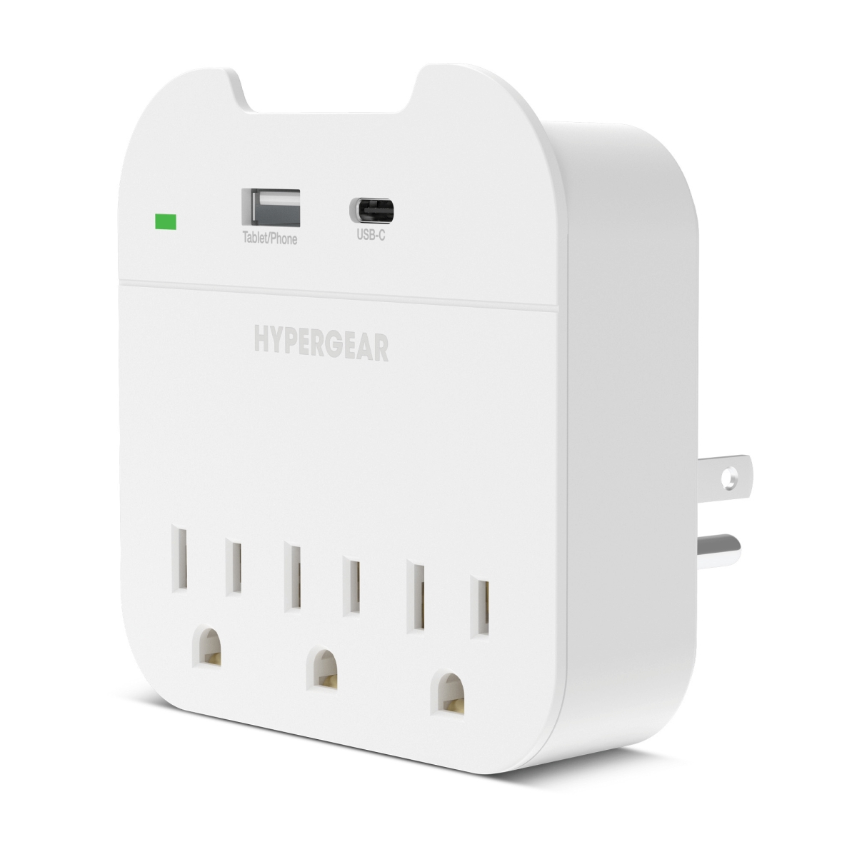 HPG-15705-HYP Wall Adapter Power Strip 3 Outlets, White