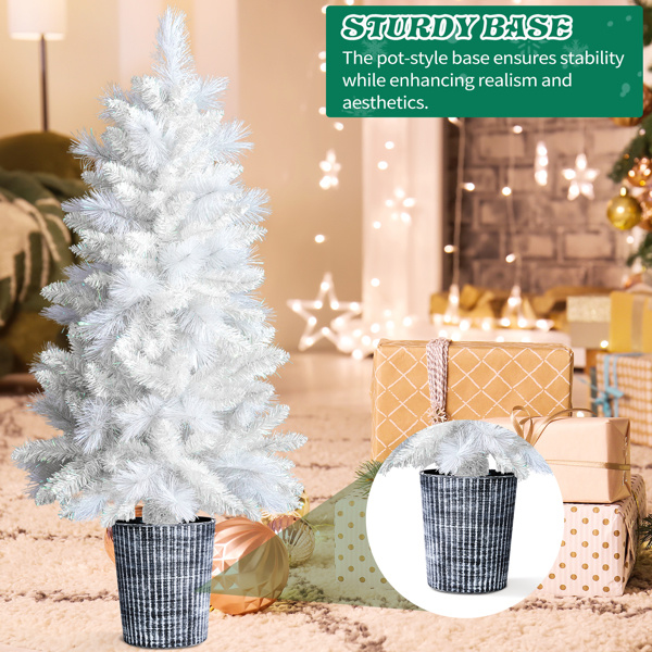 D0102X34ECY 4 ft. White Artificial Christmas Tree with Pot Stand, Potted Xmas Pine Tree with 200 Branch Tips - White