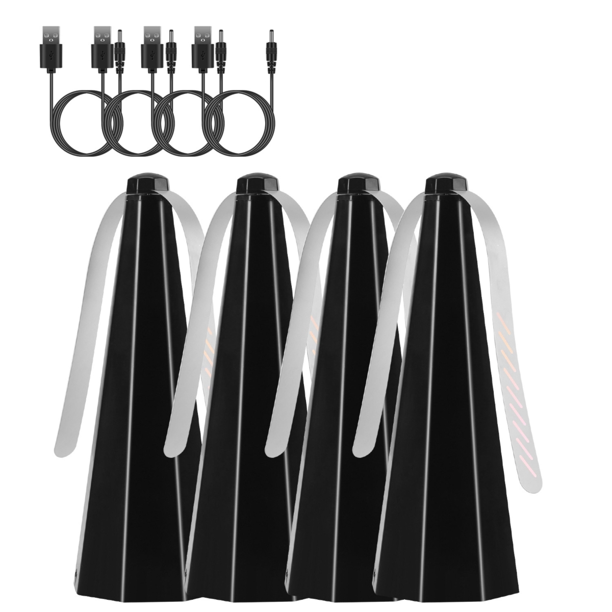 Fly Table Fans Battery USB Powered Bug Fans Food Fans Fly Table Spinners Traps with Hook for Party BBQ Picnic Camping, Black - Pack of 4