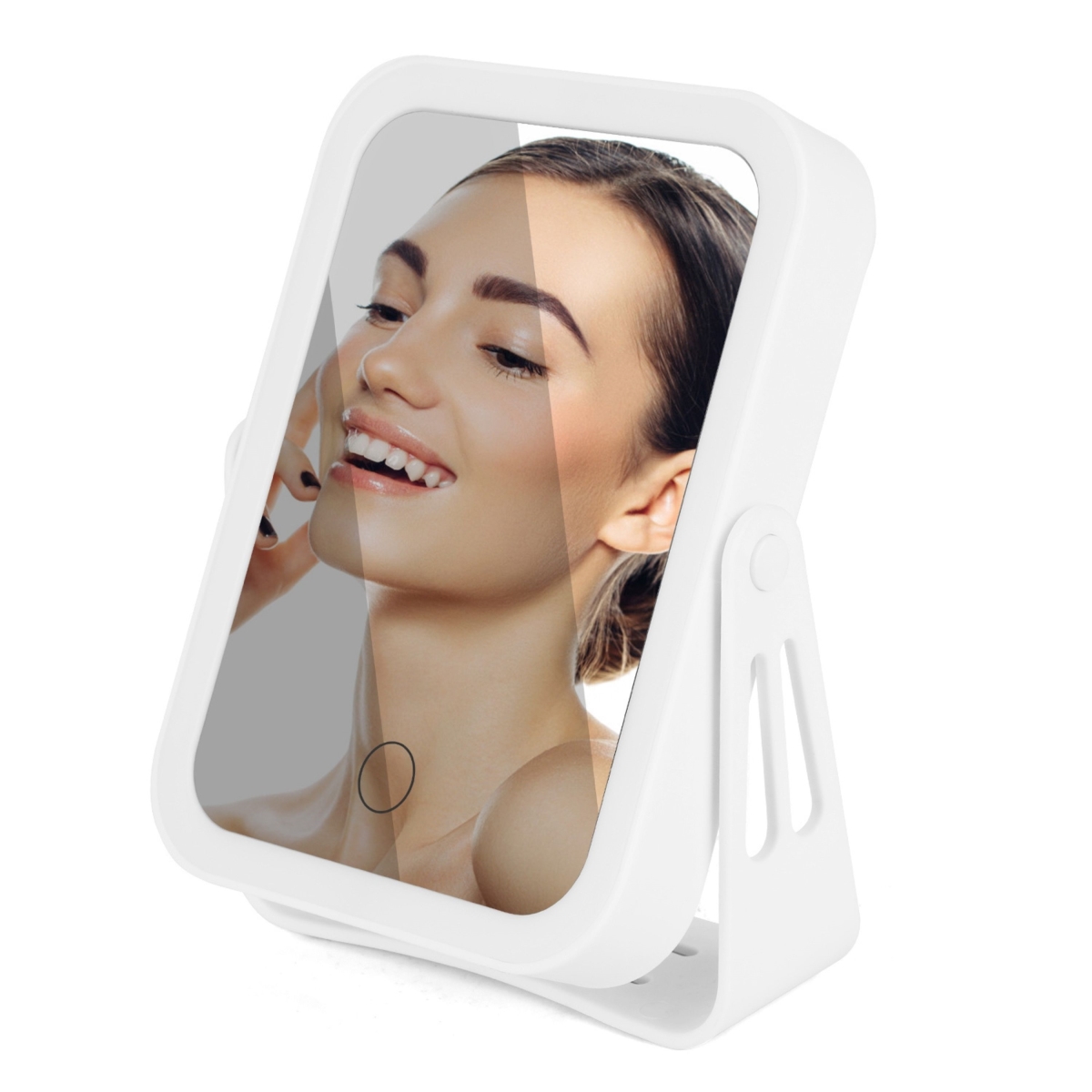 FFF-GPCT5207 10X Magnifying Lighted Makeup Mirror Double Sided Travel Makeup Mirror with 3 Light Colors Touch - White