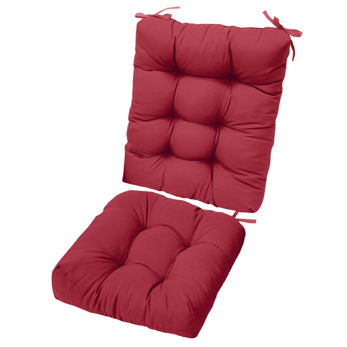 FFF-WineRed-Pro-GPCT5132 2 Piece Waterproof Rocking Chair Cushion Upper & Lower Back & Seat Sets with Non-Slip Ties, Wine