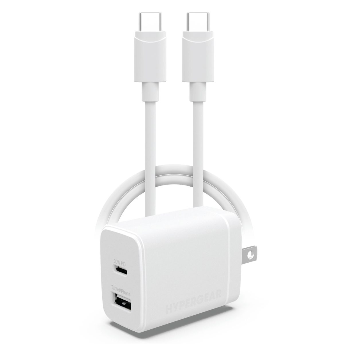HPG-16015-HYP 30W PD Dual Wall Charger Plus USB-C to USB-C - White