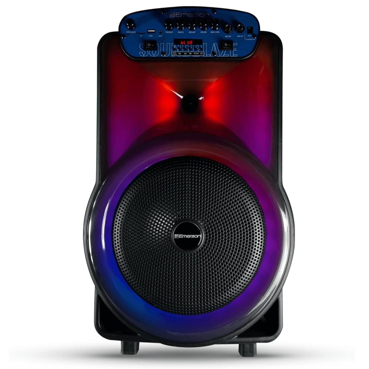 EMR-EDS-1220-EM 12 in. Portable Bluetooth Party Speaker with Flame Lighting - Black