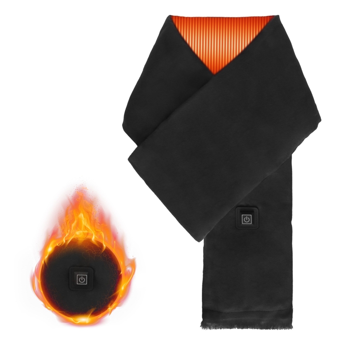 FFF-Black-GPCT5533 Electric Heated Winter Scarf USB Heating Neck Wrap Unisex Heated Neck Shawl Soft Warm Scarves with 3 Heating Modes - Black
